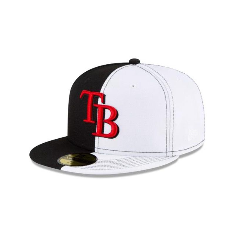 MLB Tampa Bay Rays Split Crown 59Fifty Fitted (LLA9132) - Black New Era Caps